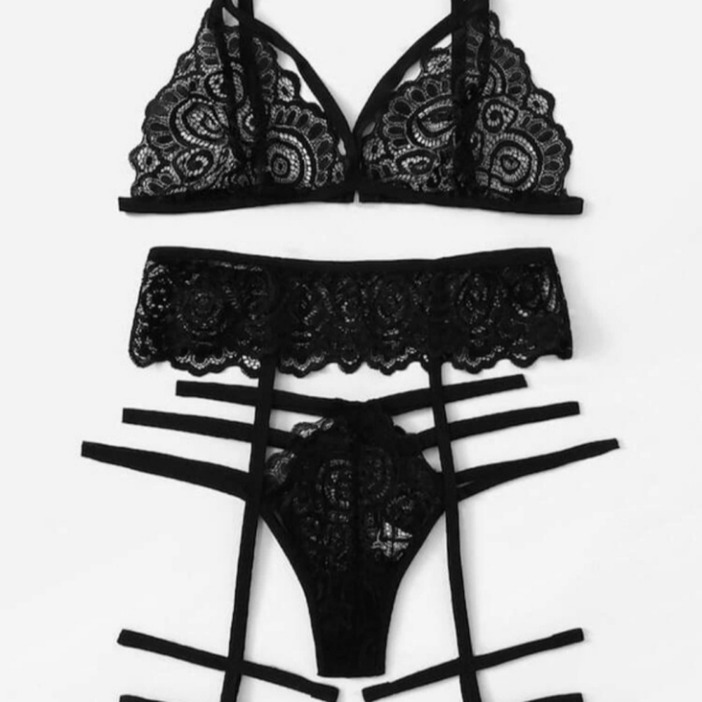 Shein Black Lace Strappy Lingerie 3XL